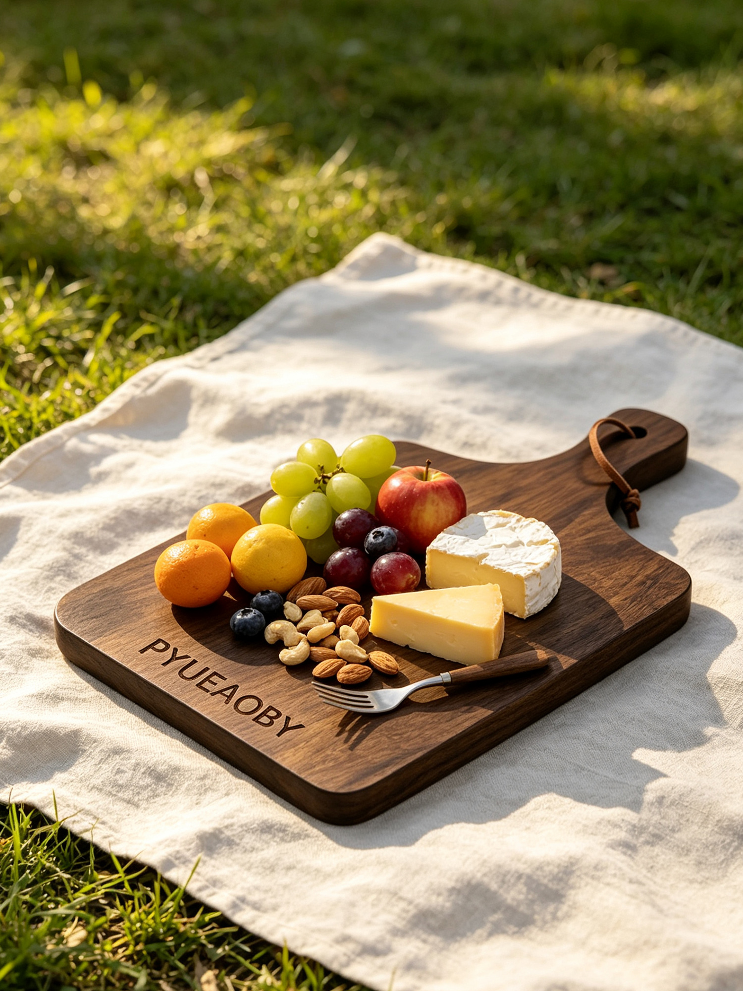 PYUEAOBY Handcrafted Solid Walnut Serving Board with Handle - Image 5