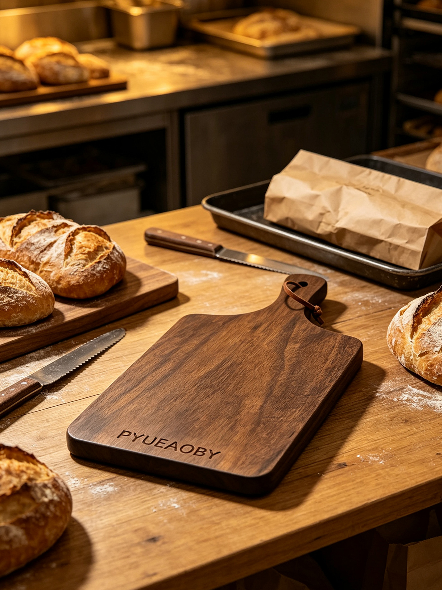 PYUEAOBY Handcrafted Solid Walnut Serving Board with Handle - Image 6