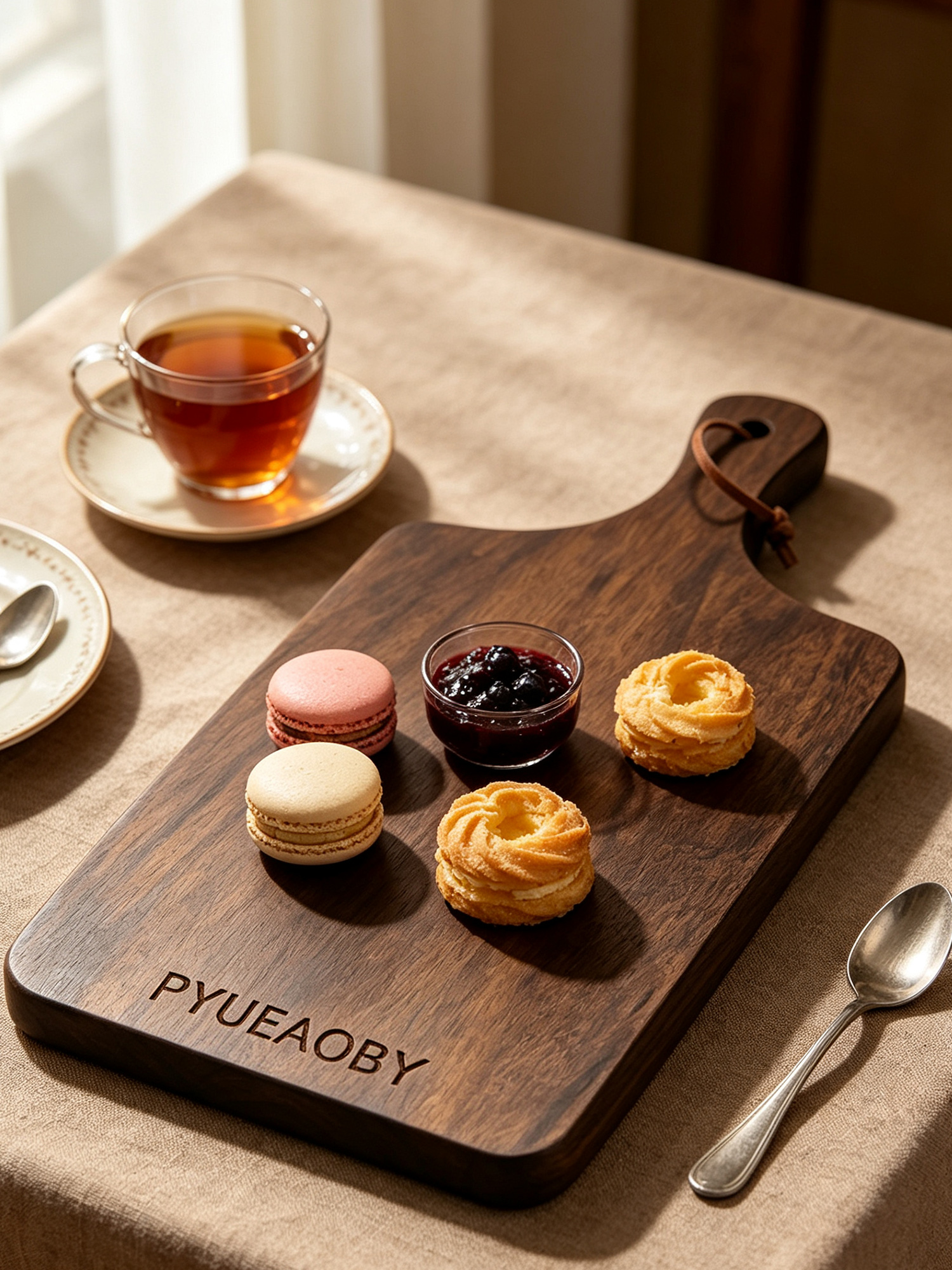 PYUEAOBY Handcrafted Solid Walnut Serving Board with Handle - Image 3